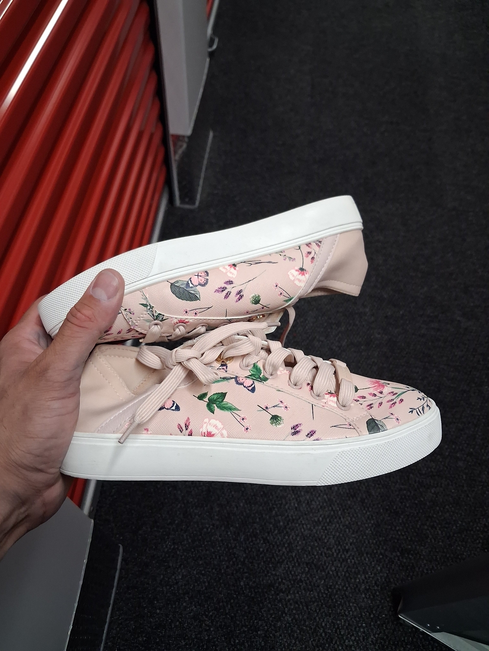 Aldo Pale Pink Floral Lace-Up Platform Sneakers